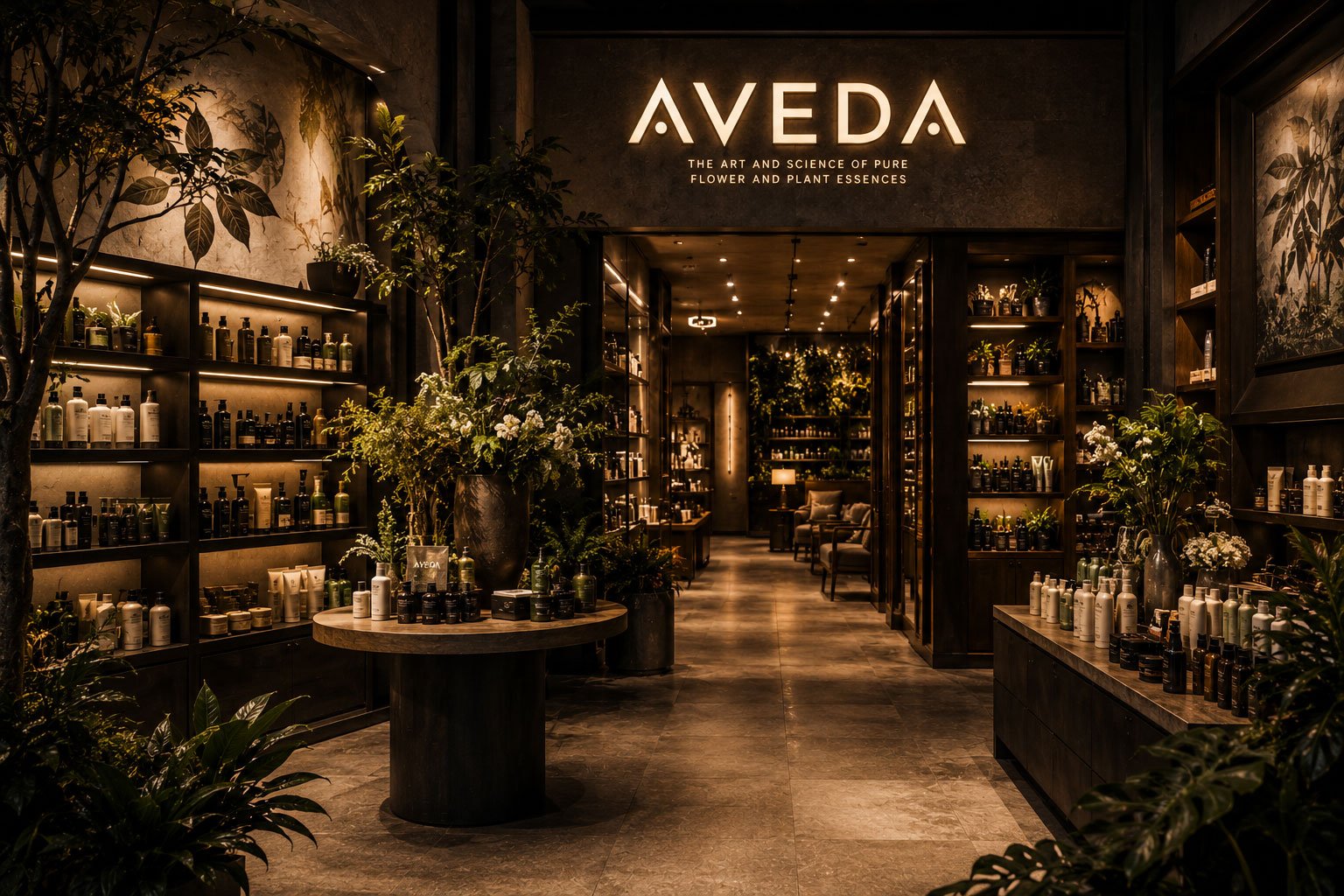 Aveda beauty products backstage at a luxury fashion show