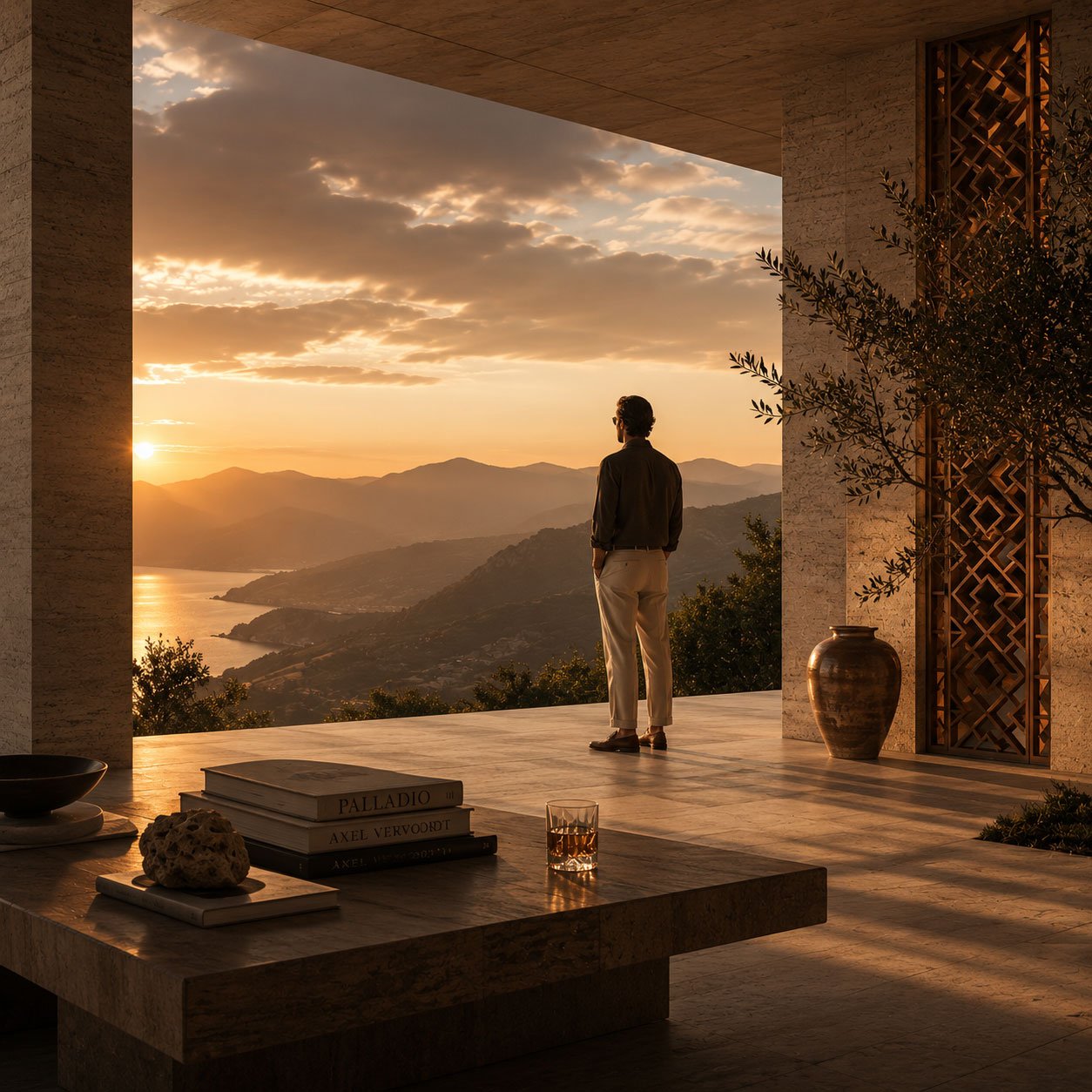 International city viewed from a private interior